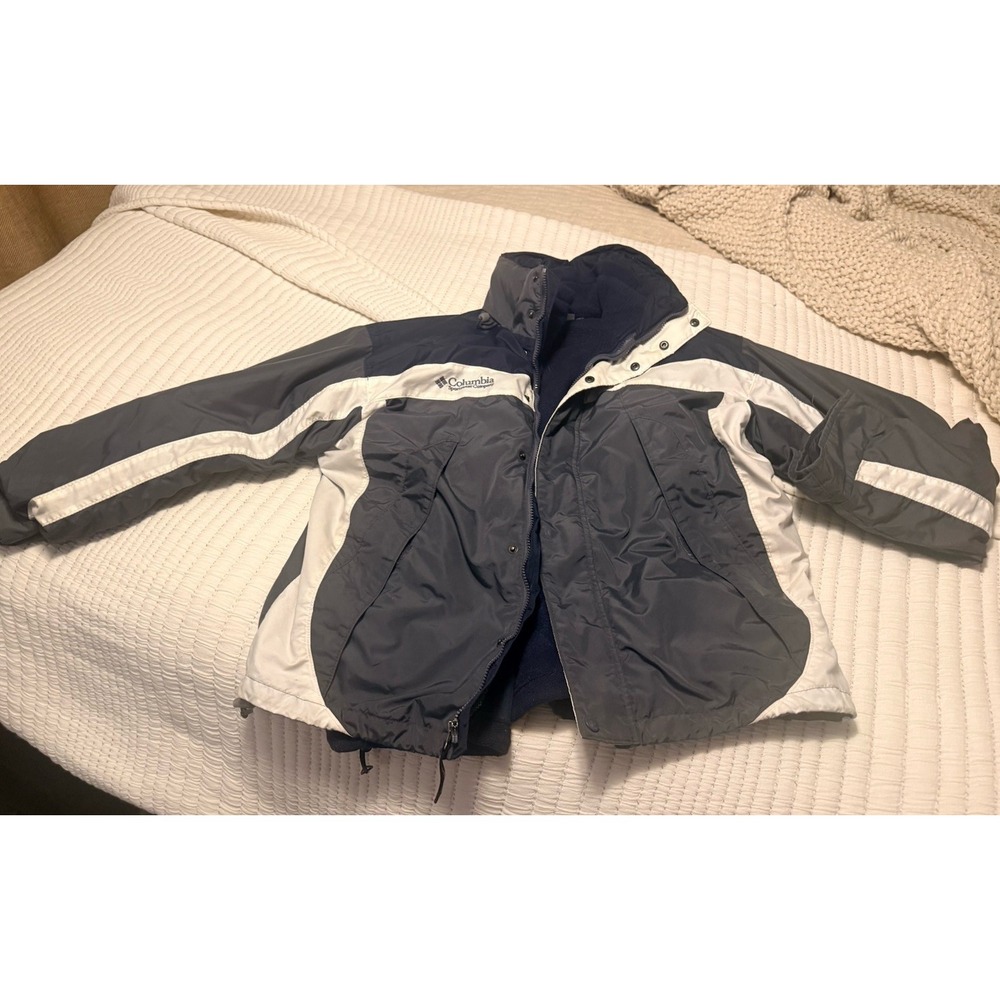 Vintage Columbia 3-in-1 Ski Jacket Men's Large Navy Gray Fleece Lined 90s